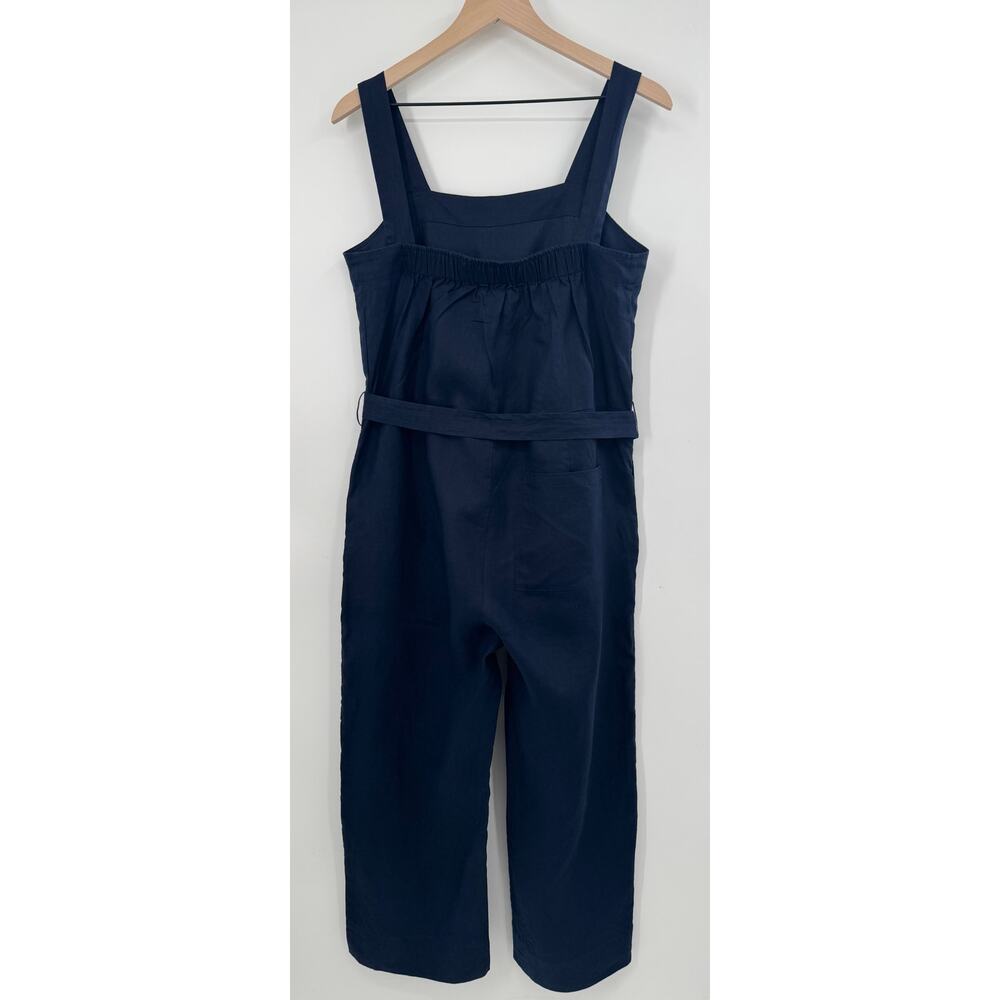 Quince Navy Linen Square Neck Jumpsuit Sleeveless Pantsuit One Piece M - Picture 4 of 9